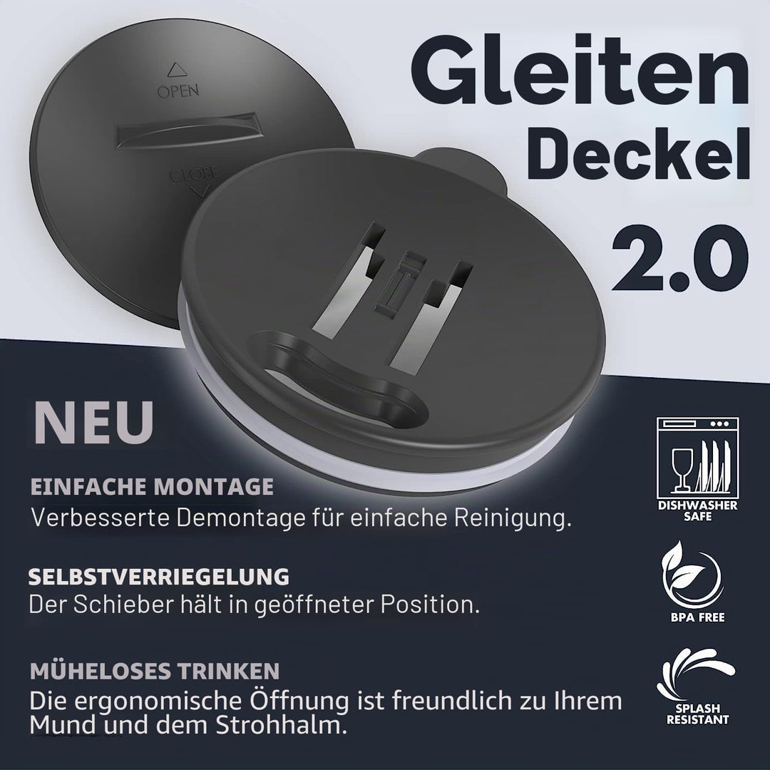 Grandties Isolierter Kaffeebecher mit Griff – Schiebedeckel für spritzwassergeschützte 460 ml-Form T