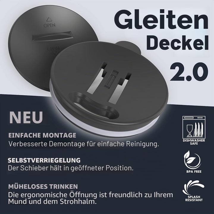 Grandties Isolierter Kaffeebecher mit Griff – Schiebedeckel für spritzwassergeschützte 460 ml-Form T
