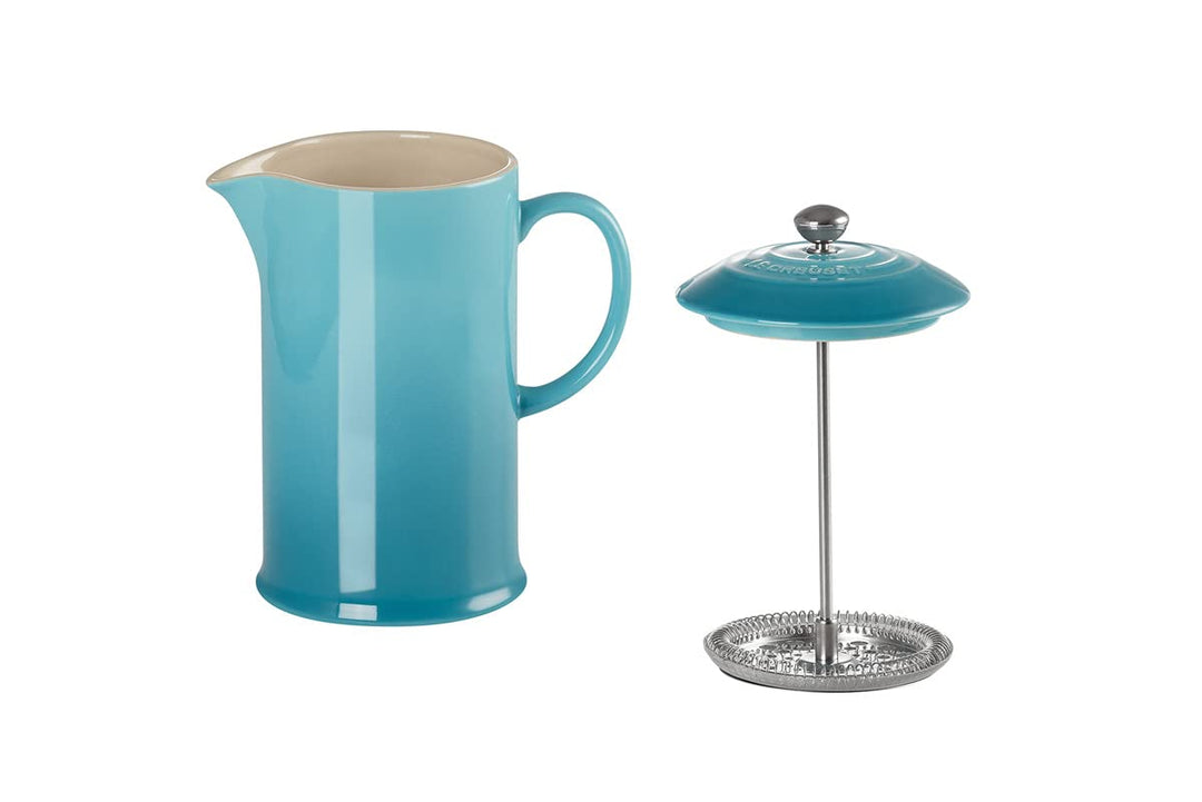 Le Creuset Kaffee-Bereiter/French Press mit Edelstahl-Presseinsatz, 800 ml, Steinzeug, Karibik