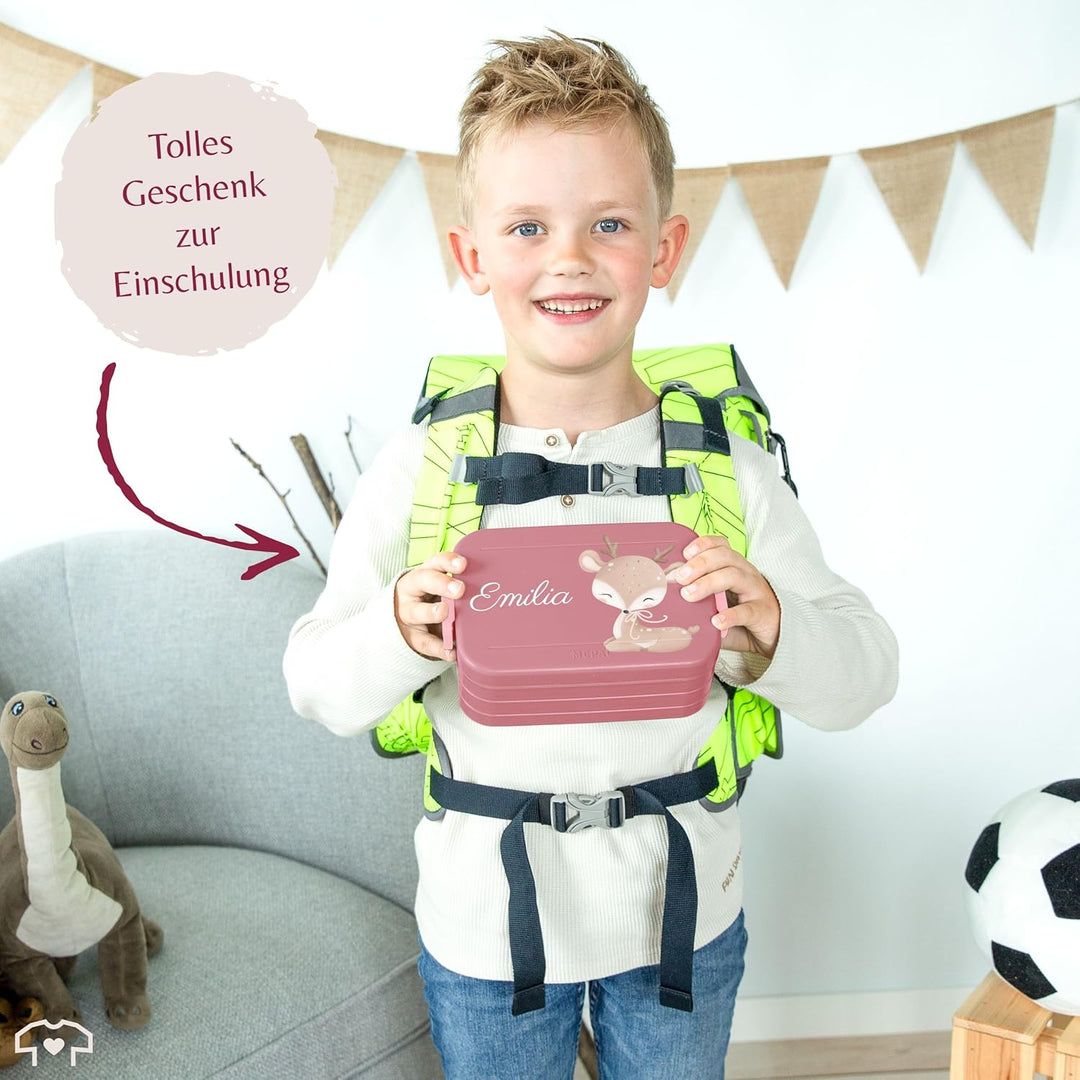 Kinder Bento Box Midi Lunchbox für Mepal Bentobox - Süsses Reh mit Name personalisiert I Rehlein Wal