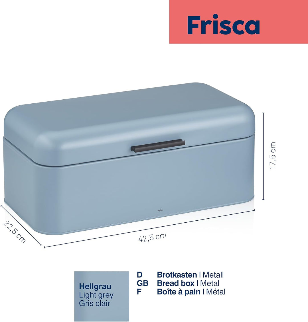 kela Brotkasten Metall mit Lüftungslöcher 42,5x22,5x17,5cm, grosse Brotbox mit Klappdeckel, FRISCA,