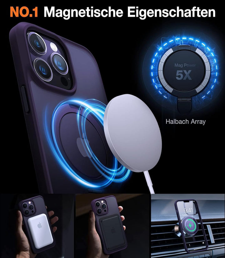 TORRAS Upro Ostand für iPhone 14 Pro Max Hülle mit Unsichtbar Ständer/Handy Ring/Zertifiziert Stossf