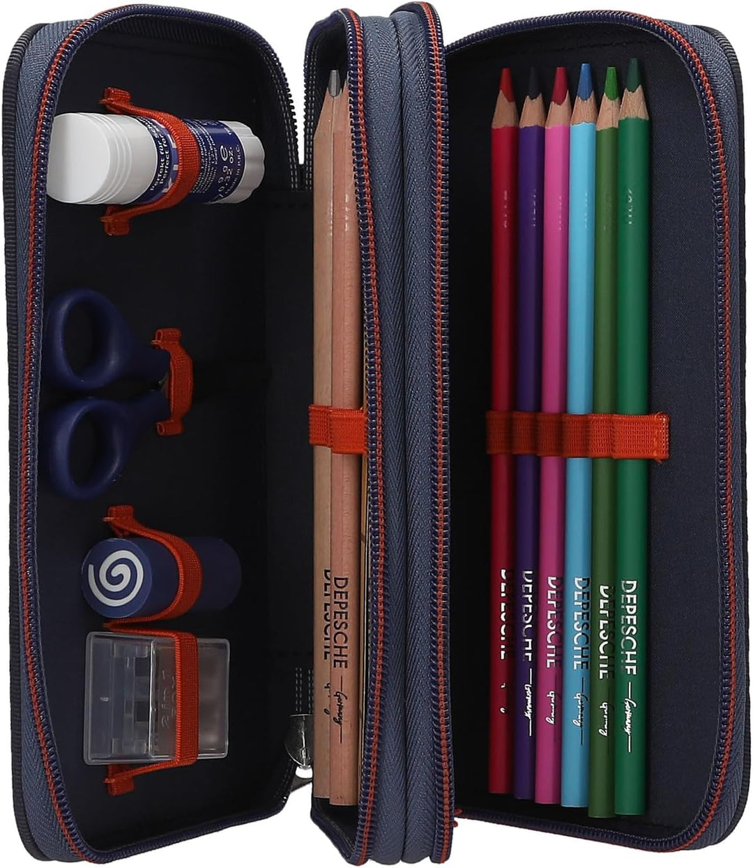 Depesche 13332 Adventure World - Gefüllte 2-Fach Federtasche in Dunkelblau, mit Spinnen Motiv und 3D