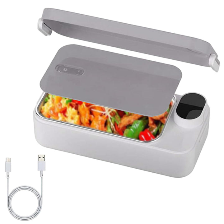 900ml Edelstahl Heiz-Lunchbox, Elektrische Warmhaltebox mit 7200mAh Akku - USB wiederaufladbar - Ant