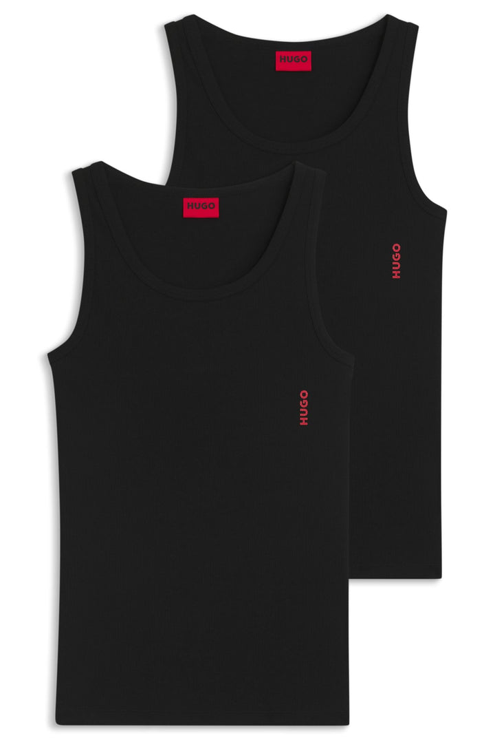 HUGO Herren Tank TOP Twin Pack Zweier-Pack Tanktops aus Stretch-Baumwolle mit Logo S New - Black1, S