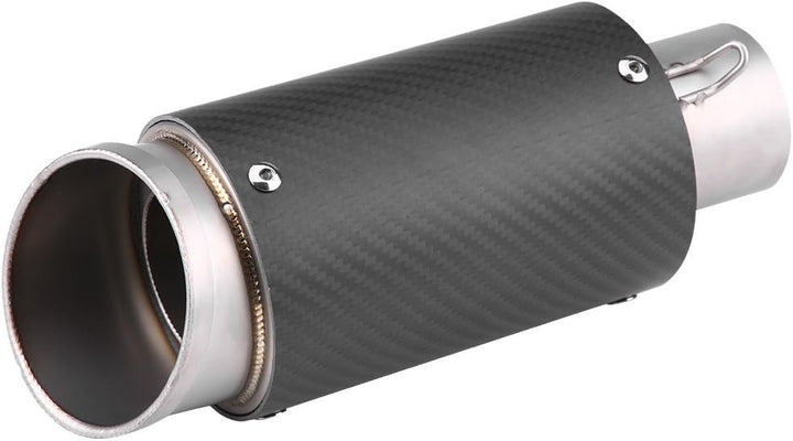 Qiilu Motorrad Auspuffrohr, 51MM Carbon Fiber Edelstahl Motorrad Schalldämpfer Auspuffendrohr Tipp E