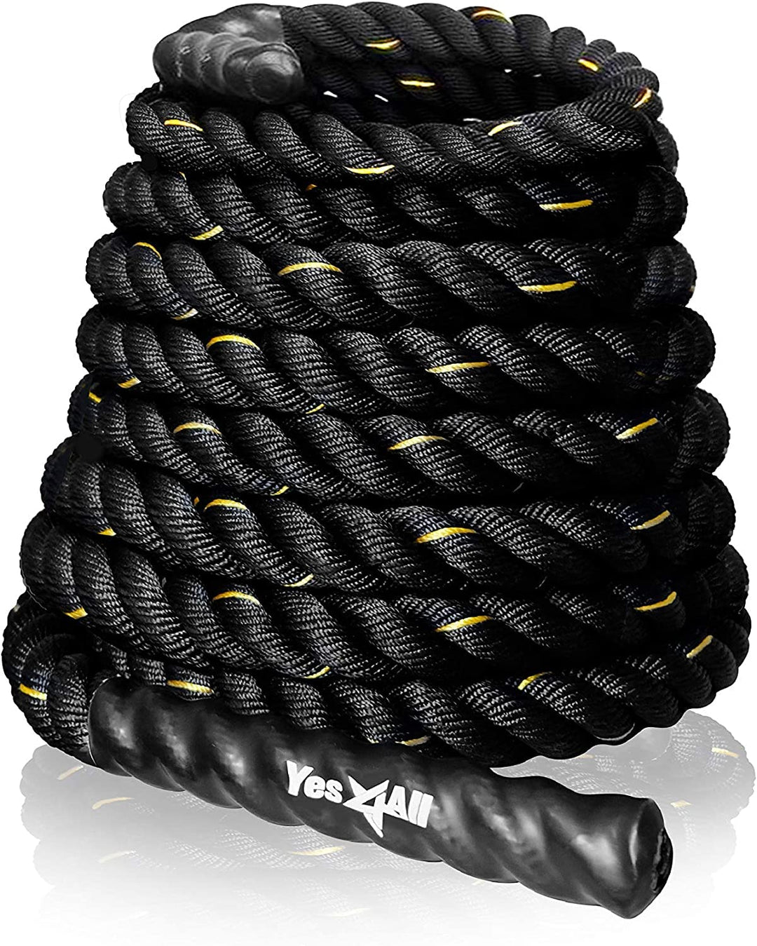 Yes4All Battle Rope 9m/12m/15m Länge - 38mm/50mm Durchmesser, Trainingsseil, Übungsseil mit Schutzhü
