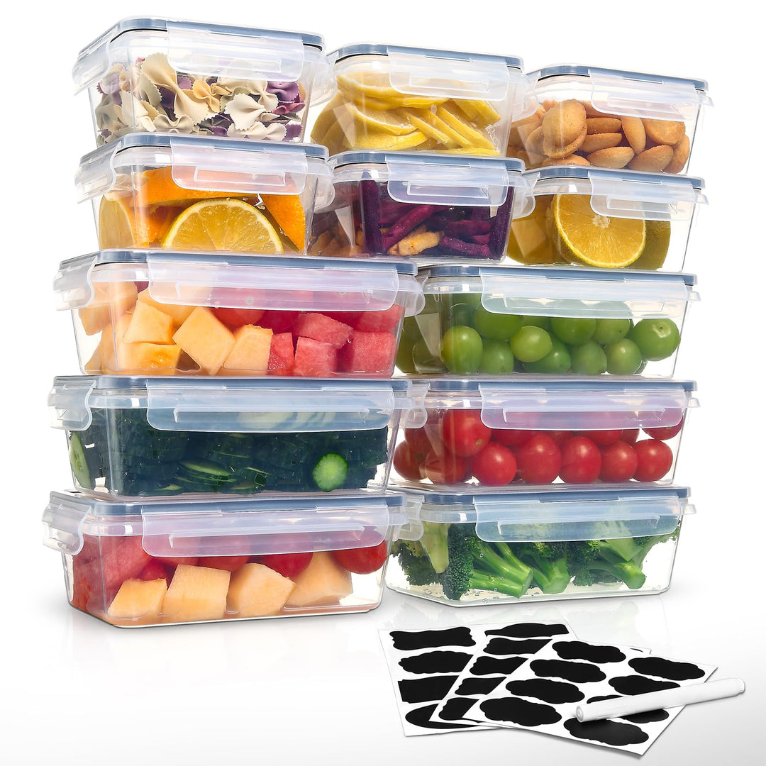 12 Frischhaltedosen mit Deckel, Gefrierdosen, meal prep boxen, 6 x 1L/0.52L, BPA-frei,luftdicht, mik