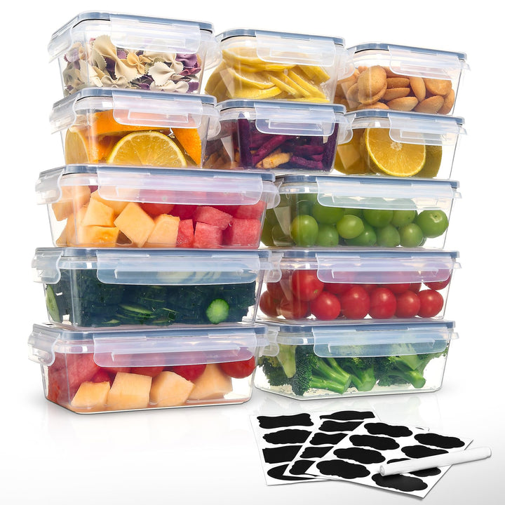 12 Frischhaltedosen mit Deckel, Gefrierdosen, meal prep boxen, 6 x 1L/0.52L, BPA-frei,luftdicht, mik