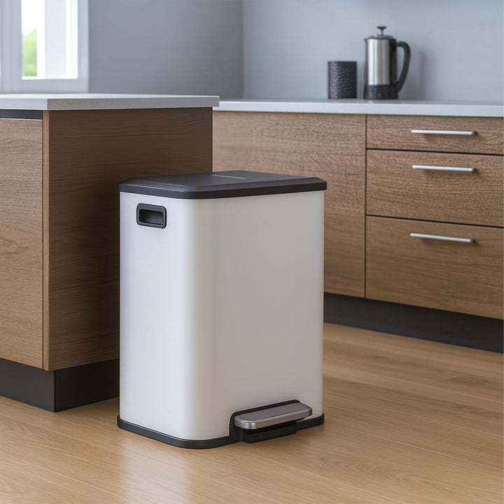 Relaxdays Mülleimer 2 x 15 Liter, Küchenmülleimer mit entnehmbare Inneneimer, Absenkautomatik und Tr