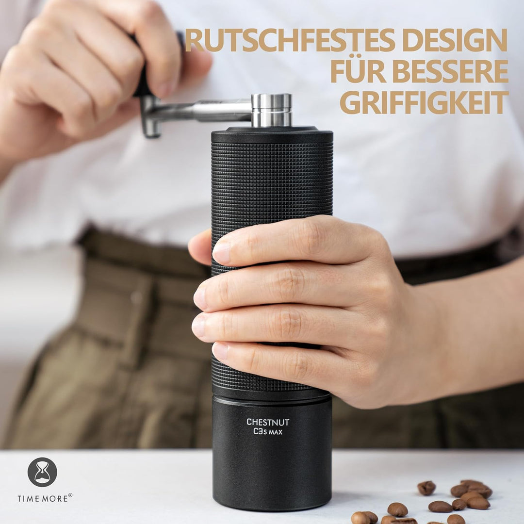 TIMEMORE Chestnut C3s Max, manuelle Kaffeemühle, Upgrade integriertes Ganzmetallgehäuse, Edelstahl S