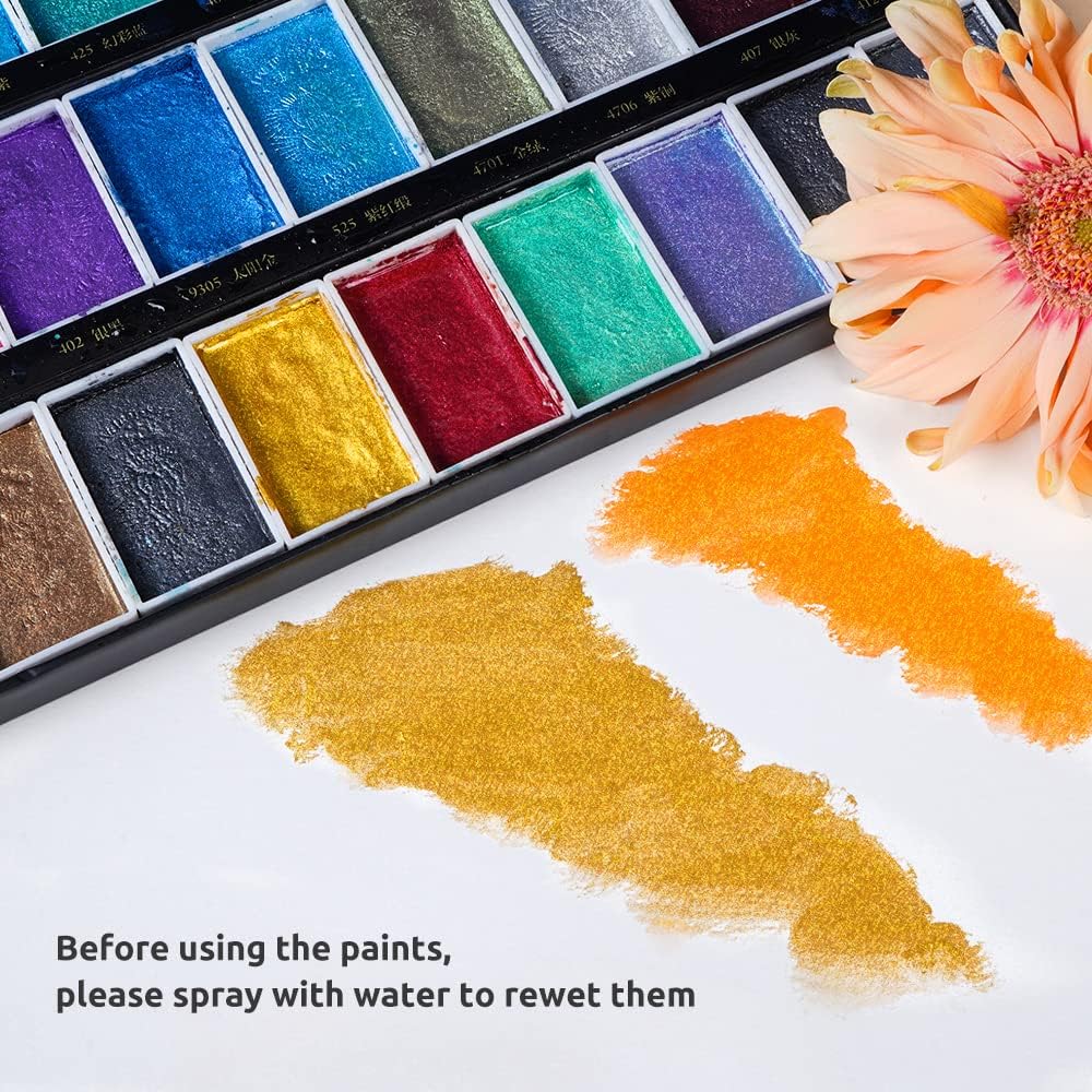 Paul Rubens Aquarellfarben Set Pearl, 36 Classic und Glossy Farben, hohe Deckkraft, gute Lichtechthe