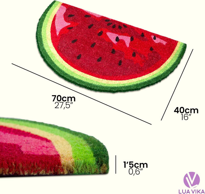 Fussmatte Kokos halbrund - Wassermelone - 40x70 cm - Fussmatte Aussen und Innen - Fussmatten Haustür