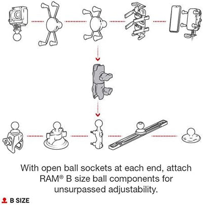 RAM Mount RAP-B-200-12U Verbundstoff-Verbindungsarm mit 360° Drehgelenk - B-Kugel (1 Zoll)