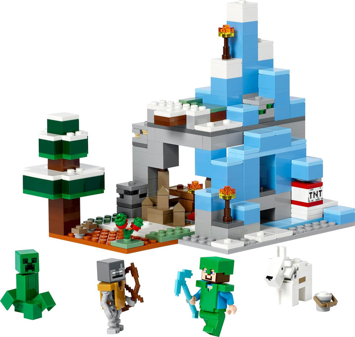 LEGO 21243 Minecraft Die Vereisten Gipfel, Set mit Steve-, Creeper- und Ziegen-Figuren, eisiges Biom