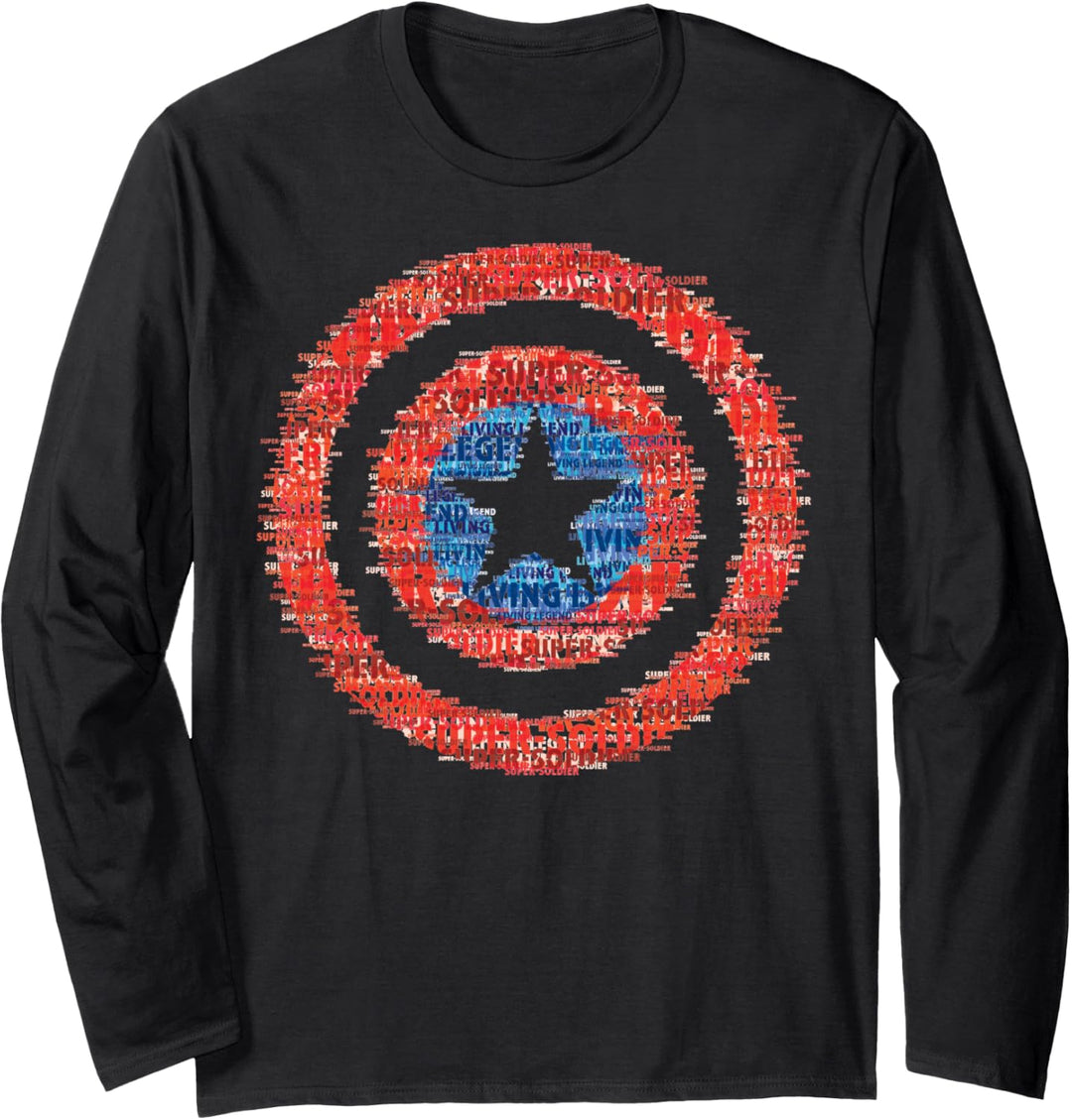 Marvel Captain America Glitched Shield Langarmshirt