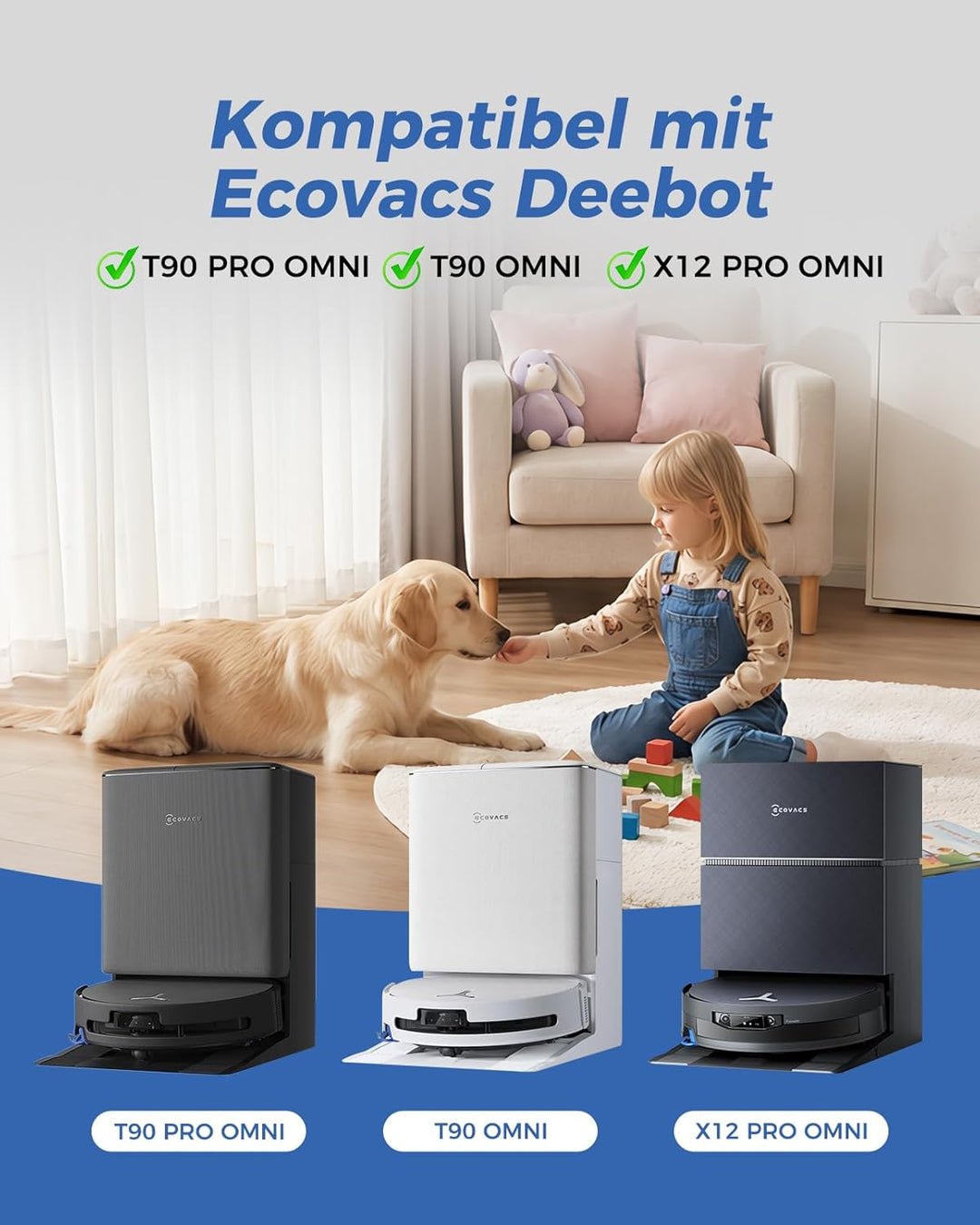 T90 PRO Omni Zubehör für ECOVACS DEEBOT T90 PRO Omni / T90 Omni / X12 PRO Omni Saugroboter, 23 Stück
