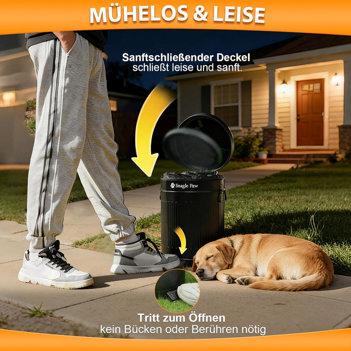 Hundekot-Mülleimer zur Wandmontage, 12 Liter Hundeabfalleimer mit Deckel, Pooper Scooper inklusive 4
