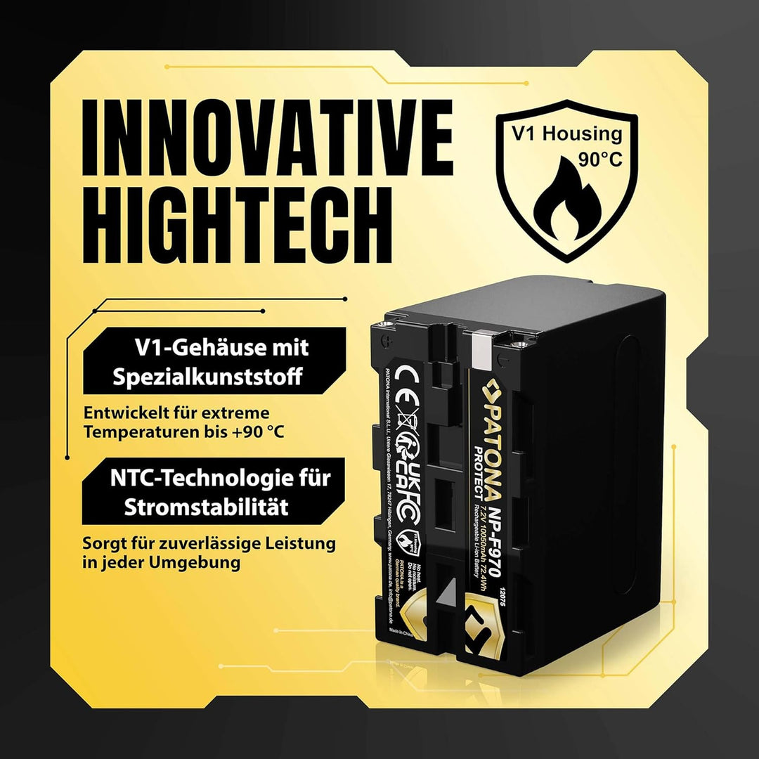 PATONA 2X Protect V1 Akku NP-F970 Kompatibel mit Sony NP-F960 NP-F950 NP-F930