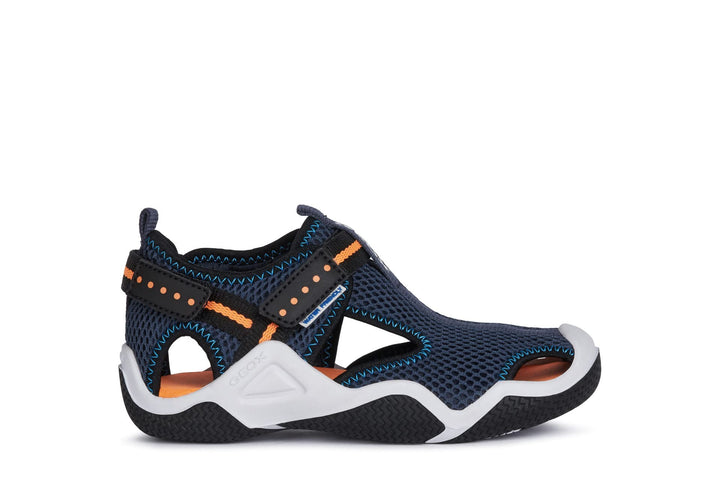 Geox Jungen Jr Wader Sneaker 24 EU Navy Orangefluo, 24 EU Navy Orangefluo