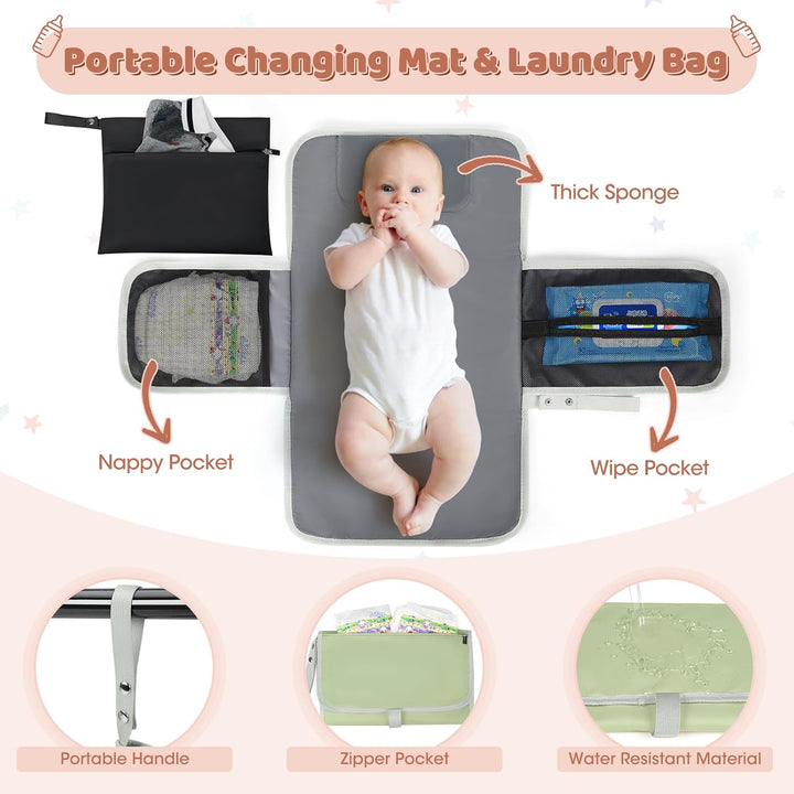 RAINSMORE Baby Wickelrucksack Gross Wickeltasche Rucksack mit Kinderwagengurten und Wickelunterlage
