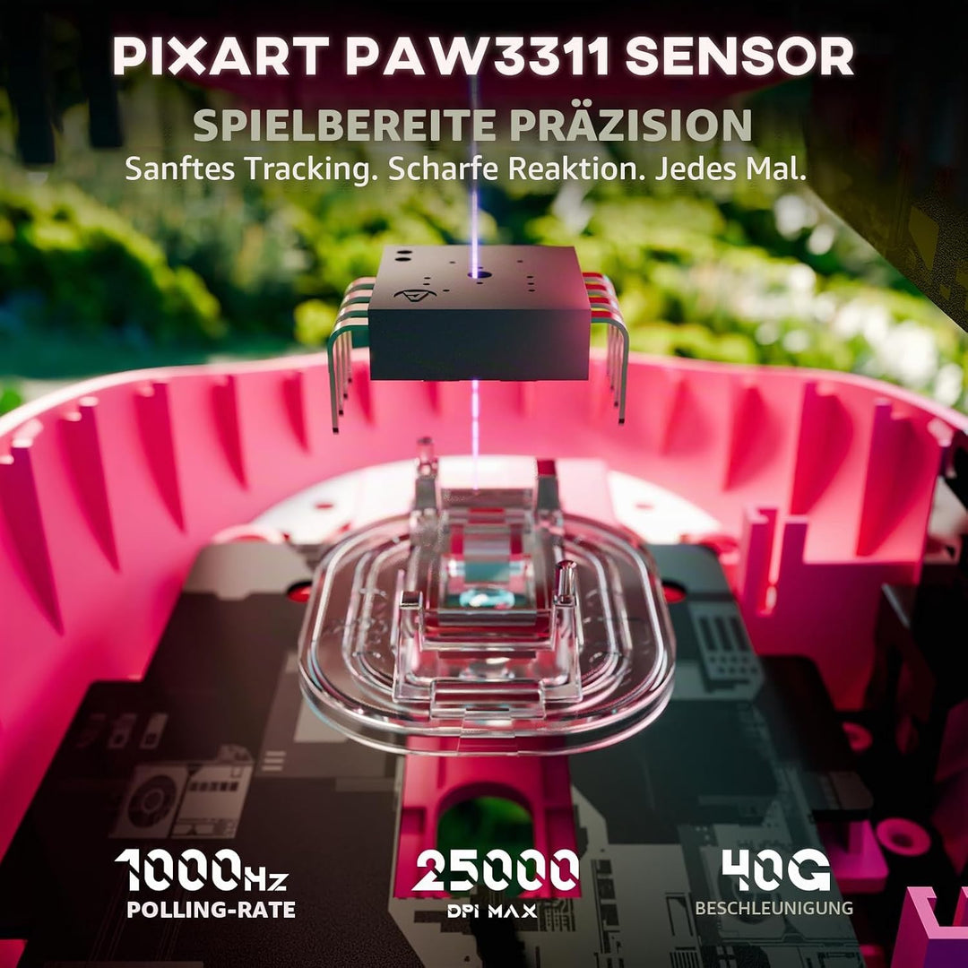 ATTACK SHARK G3 Kabellose Gaming-Maus, 25000 DPI, PAW3311-Sensor, 59g Superlight G305 Gamer-Mäuse, 8