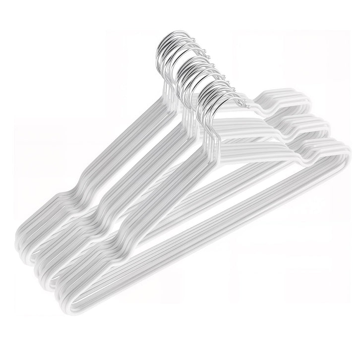 60 Stück Metall Kleiderbügel Weiss 40 cm, Kunststoff ummantelt Drahtbügel Kleiderbügel Platzsparend,