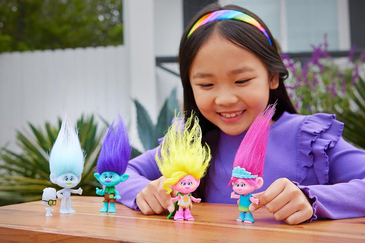 Mattel DREAMWORKS TROLLS Gemeinsam Stark – Königin Poppy, Viva, Branch, Guy Diamond mit Tiny Diamond