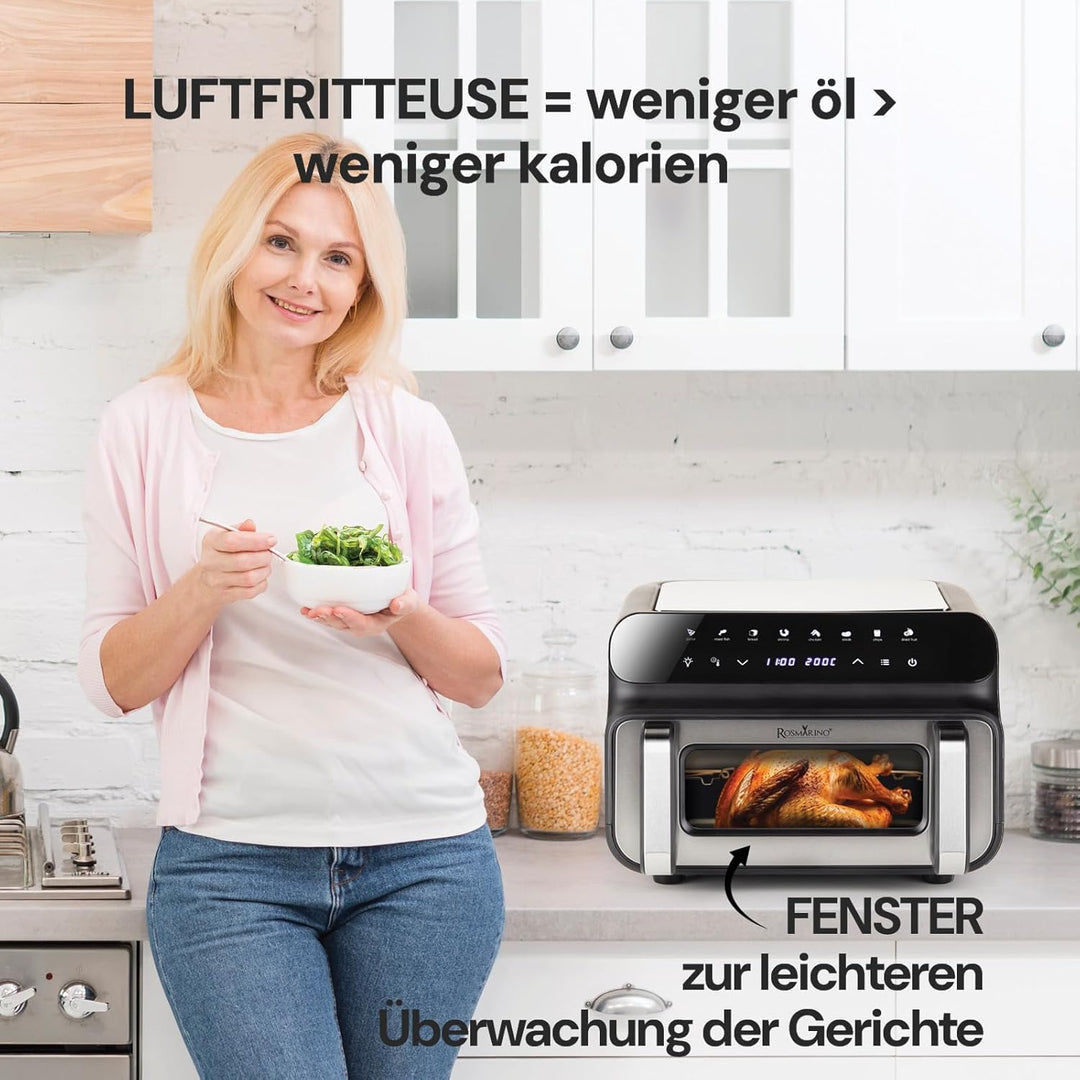 Rosmarino Infinity MasterPro Heissluftfritteuse Airfryer 10L - Multifunktion 5-in-1: Heissluftfritte