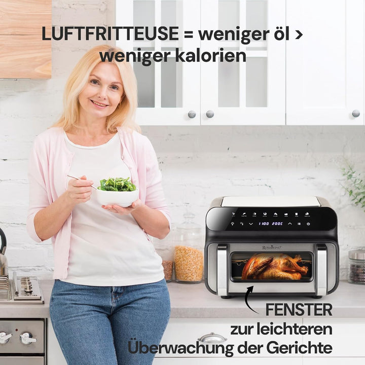 Rosmarino Infinity MasterPro Heissluftfritteuse Airfryer 10L - Multifunktion 5-in-1: Heissluftfritte