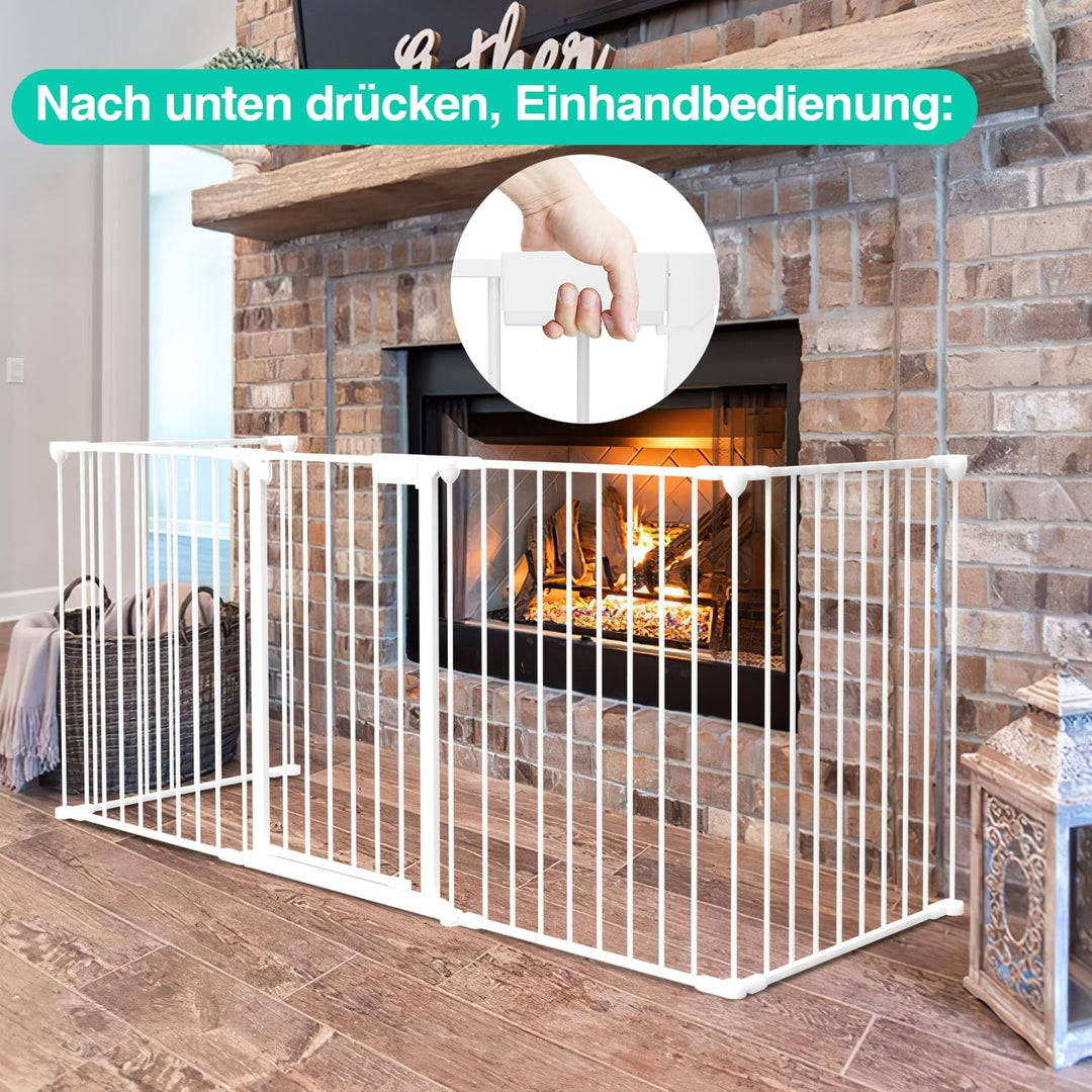 Ikodm Kaminschutzgitter mit Tür 310 cm Metall Ofenschutzgitter Laufgitter Laufstall Absperrgitter Ti