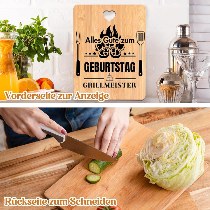 Geburtstagsgeschenk für Männer, Geburtstagsgeschenk für Frauen - Happy Birthday Bambus Schneidebrett