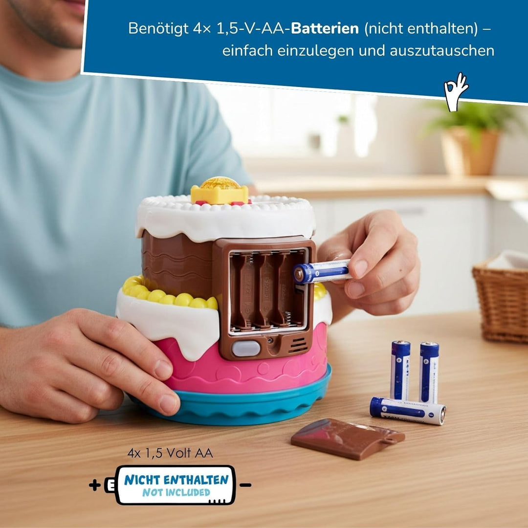 alldoro 68707 2-in-1 Seifenblasen-Set, Seifenblasenmaschine Torte mit Licht &amp; Sound &amp; Seifenblasen-F