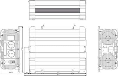 solartronics Spannungswandler FS2000D 12V 2000/4000 Watt Reiner Sinus BLAU m. Display FS Serie LiFeP