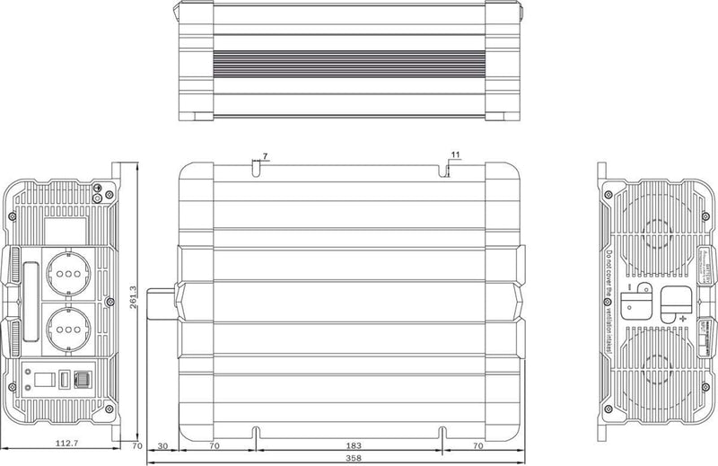 solartronics Spannungswandler FS2000D 12V 2000/4000 Watt Reiner Sinus BLAU m. Display FS Serie LiFeP