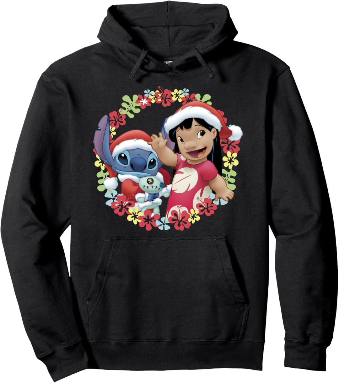Disney Lilo & Stitch Weihnachten Hawaiian Flower Wreath Pullover Hoodie
