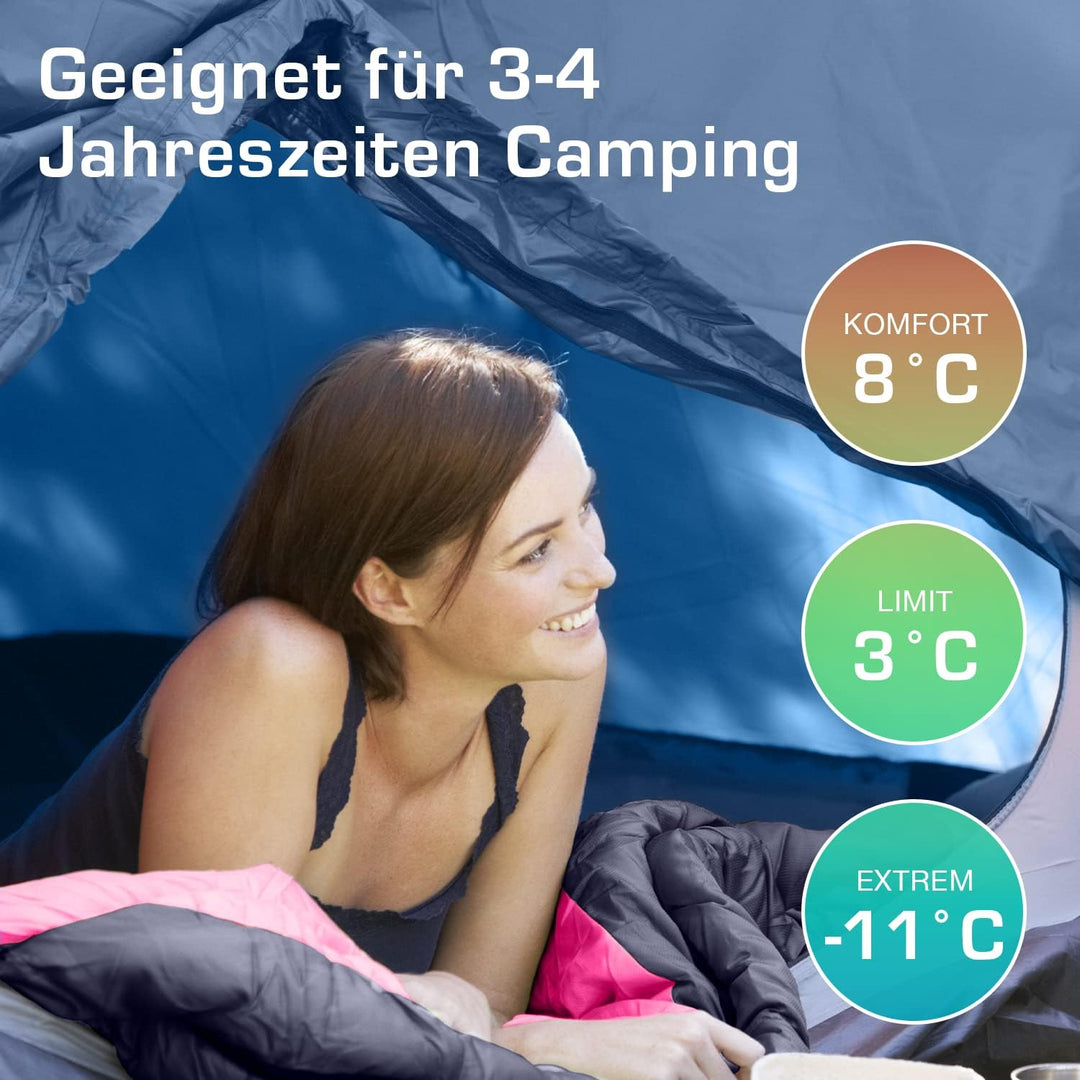 Active Era Premium Mumienschlafsack 250 GSM, Schlafsack Winter & Sommer, 0°C bis 15°C, Indoor und Ou