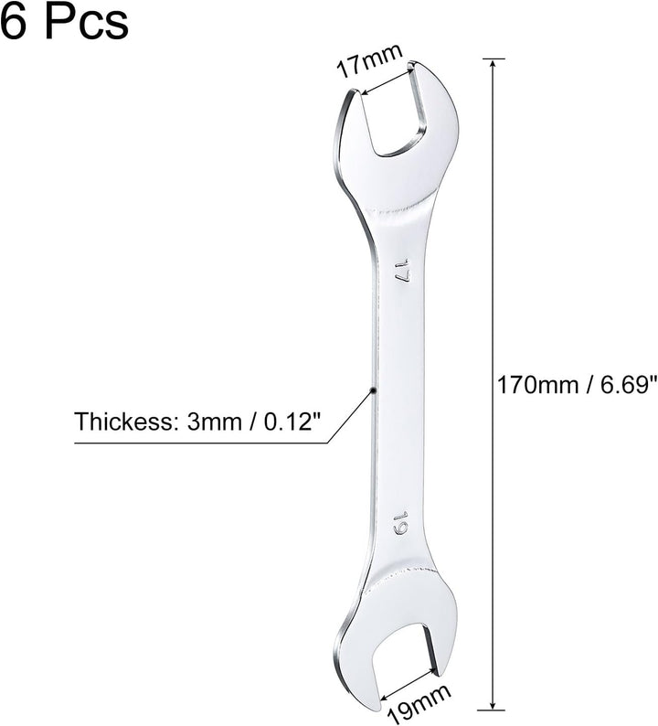 QUARKZMAN 6 Stück Doppel-Maulschlüssel 17mm x 19mm, Schraubenschlüssel Gabelschlüssel Kohlenstoffsta