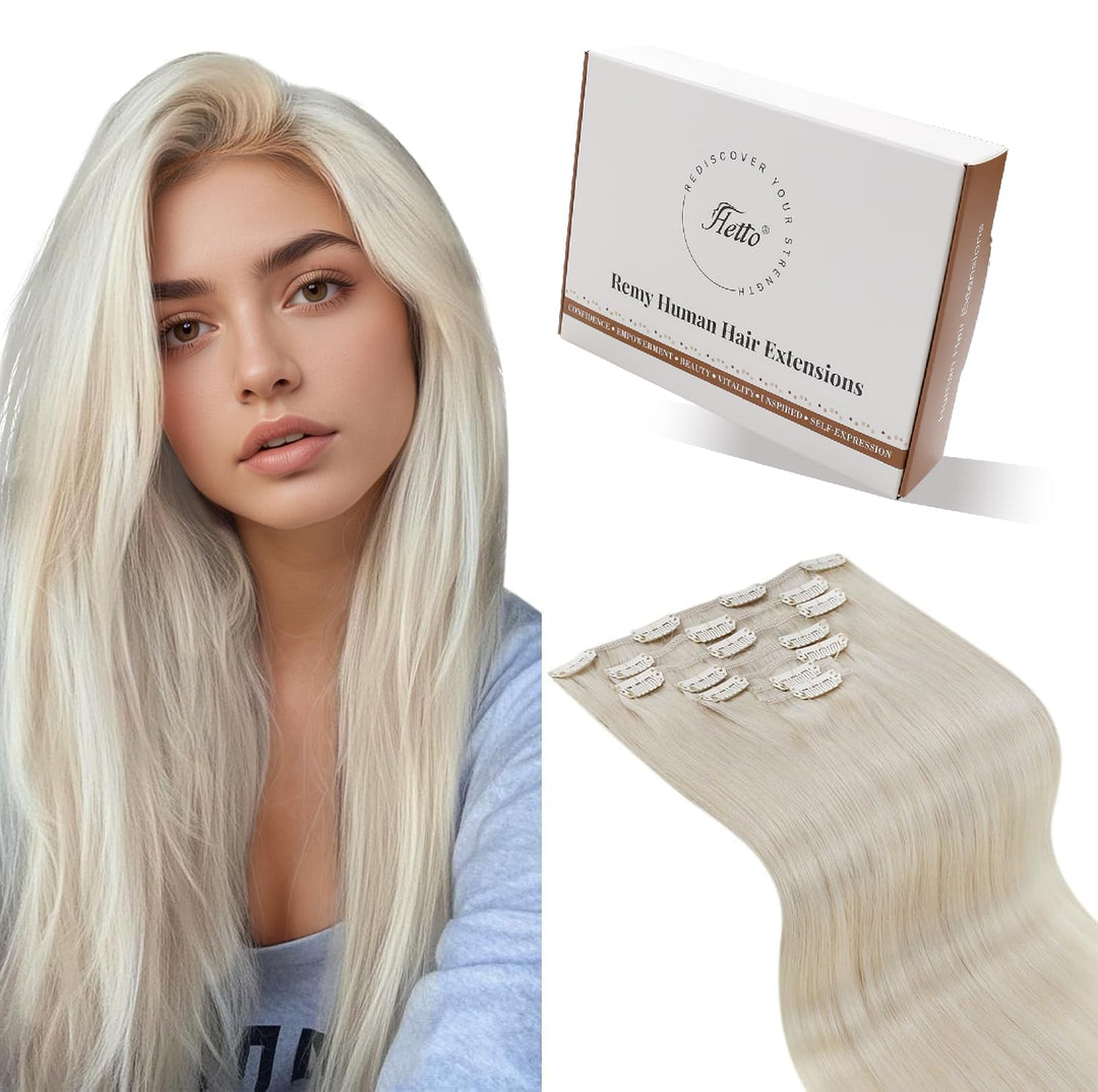 Hetto Echthaar Clip in Extensions Blond Clip in Echthaar Extensions Remy Menschlich Haar Clip in Ext