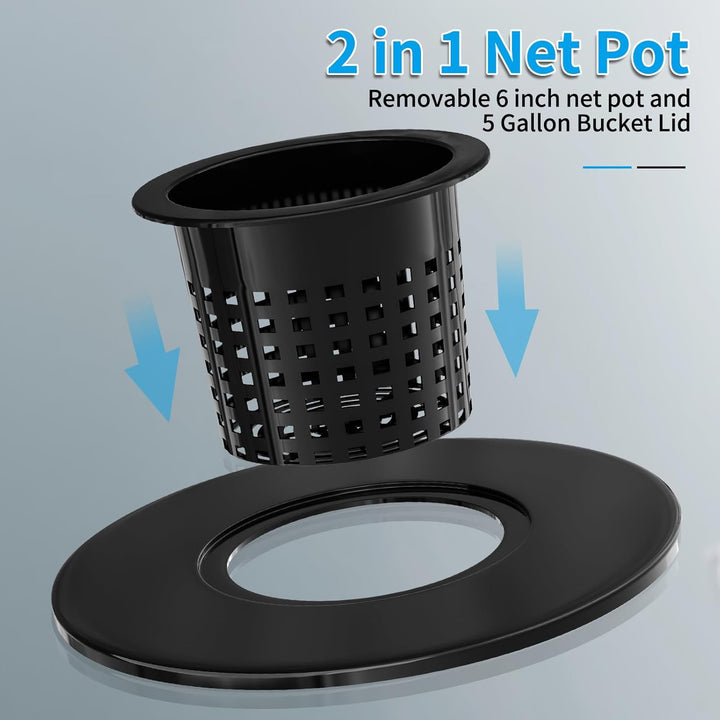 Netztöpfe 15,2 cm für 1,5 Liter Eimer-Netz-Topfdeckel, 6 Stück, 2 in 1 breite Lippe, Hydrokultur-Eim