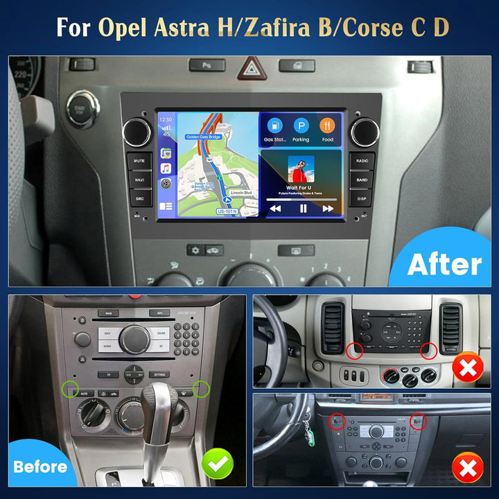 Hikity 2+64G Android Autoradio für Opel Astra H/Zafira B/Corse C D Wireless Carplay Android Auto, 7