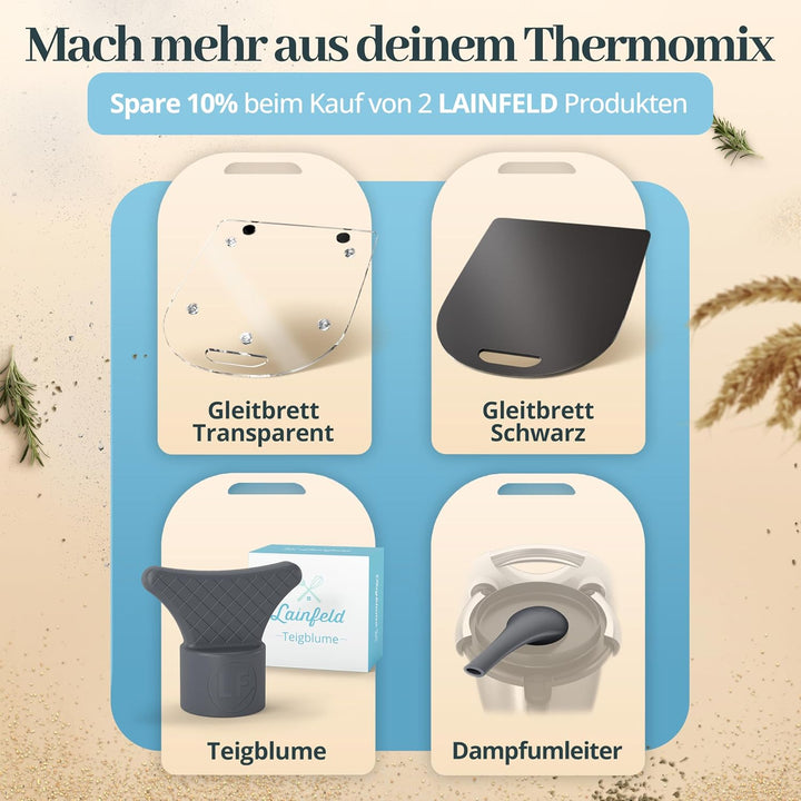 Gleitbrett für Thermomix TM6 TM5 | Schwarzes Premium Acrylglas | Müheloses Verschieben ohne Beschädi