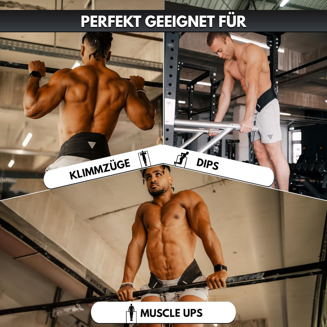GORNATION Dip Gürtel, Dip Belt mit Kette oder Seil, für Dips & Krafttraining, Trainingsgürtel mit Ch