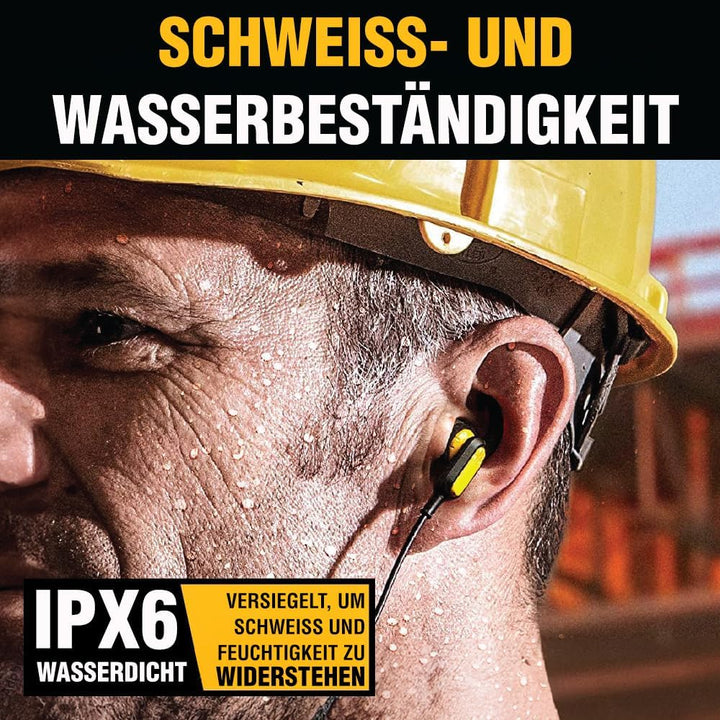 DEWALT Heavy-Duty Bluetooth Neckband Kopfhörer – Kabellose Nackenbügel-Earbuds mit 30Std. Laufzeit,