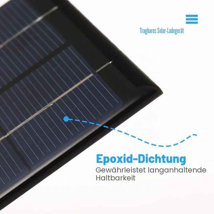 Irishom Tragbares Solar Ladegerät mit USB Anschluss für Handys 2W / 5V Solarpanel Unterwegs Handy La