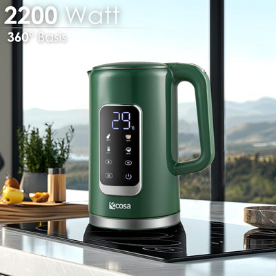 Wasserkocher Edelstahl mit Temperatureinstellung (40°C-100°C) 1,7 Liter 2200 Watt Teekocher 100% BPA