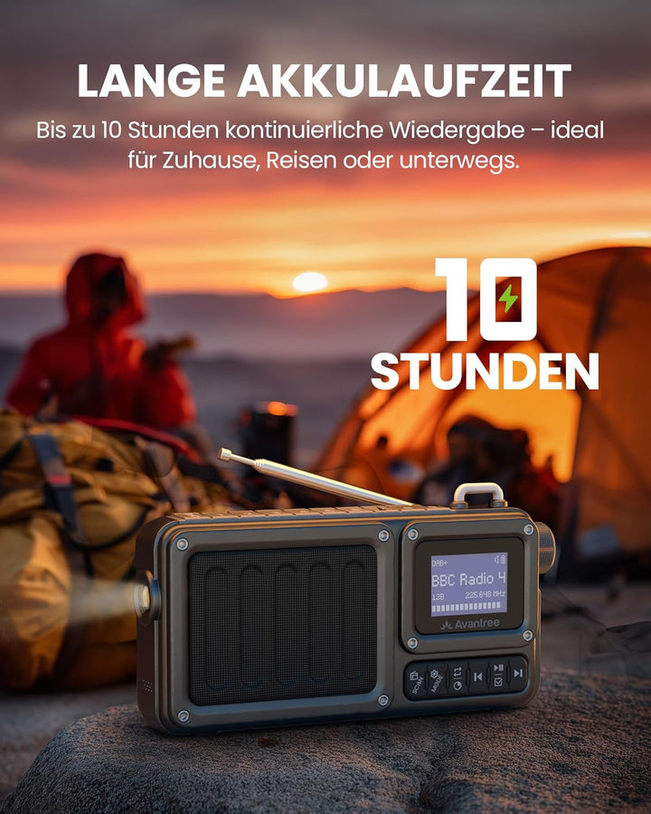 Avantree SP851 – Tragbares DAB+/FM Digital Radio mit Bluetooth 6.0, Wiederaufladbar & Akkubetrieb, 5