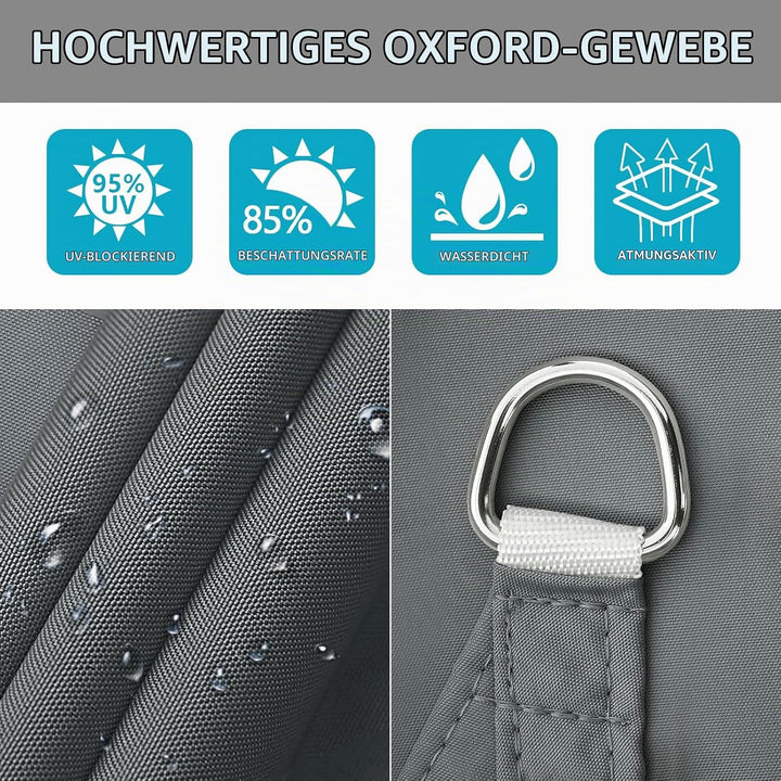 Sonnensegel, Sonnensegel Dreieckig 4x4x4m Mit Befestigung, Sun sail Wasserdicht Sonnenschutz UV Schu