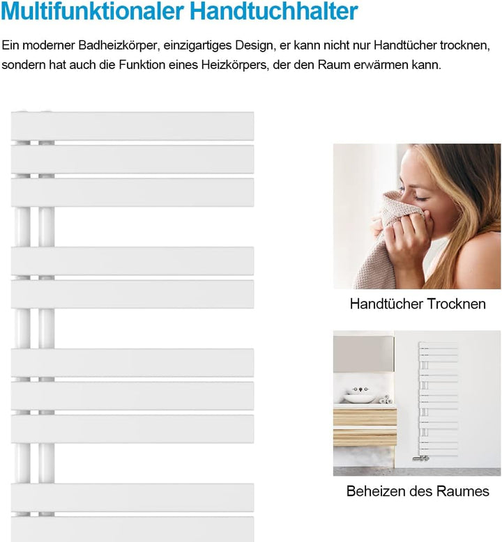 Heilmetz Badheizkörper Weiss Handtuchtrockner Heizung 600 x 1385 mm Bad Heizkörper Handtuchheizkörpe