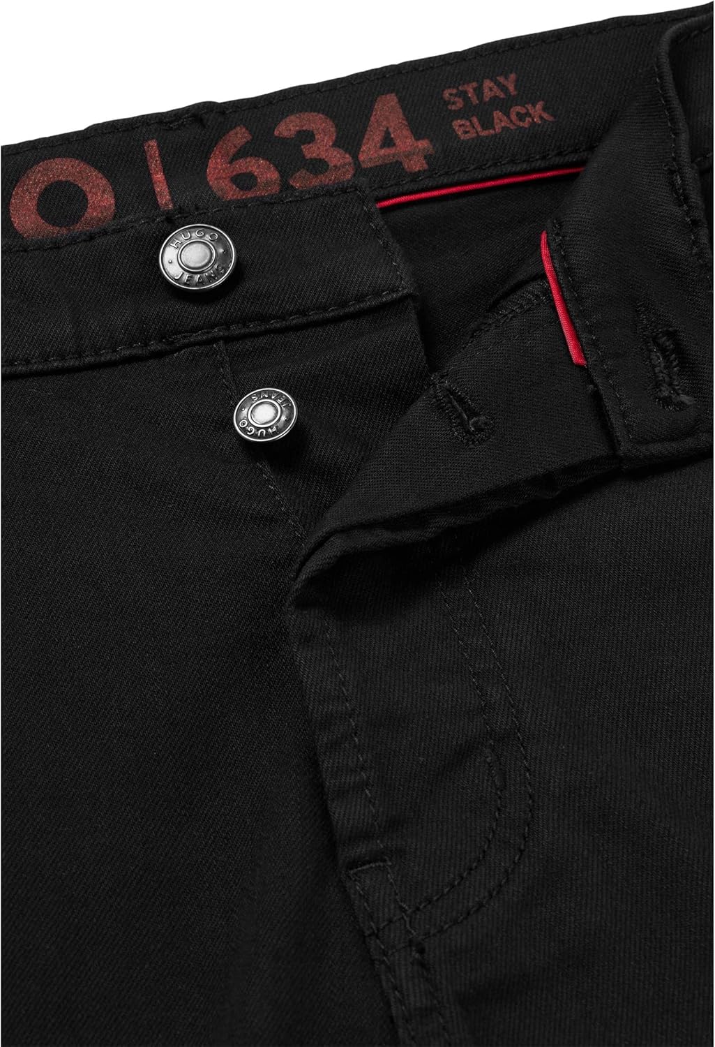 HUGO Herren 634/S Schwarze Tapered-Fit Shorts aus bequemem Stretch-Denim mit Stay-Black-Finish, 28